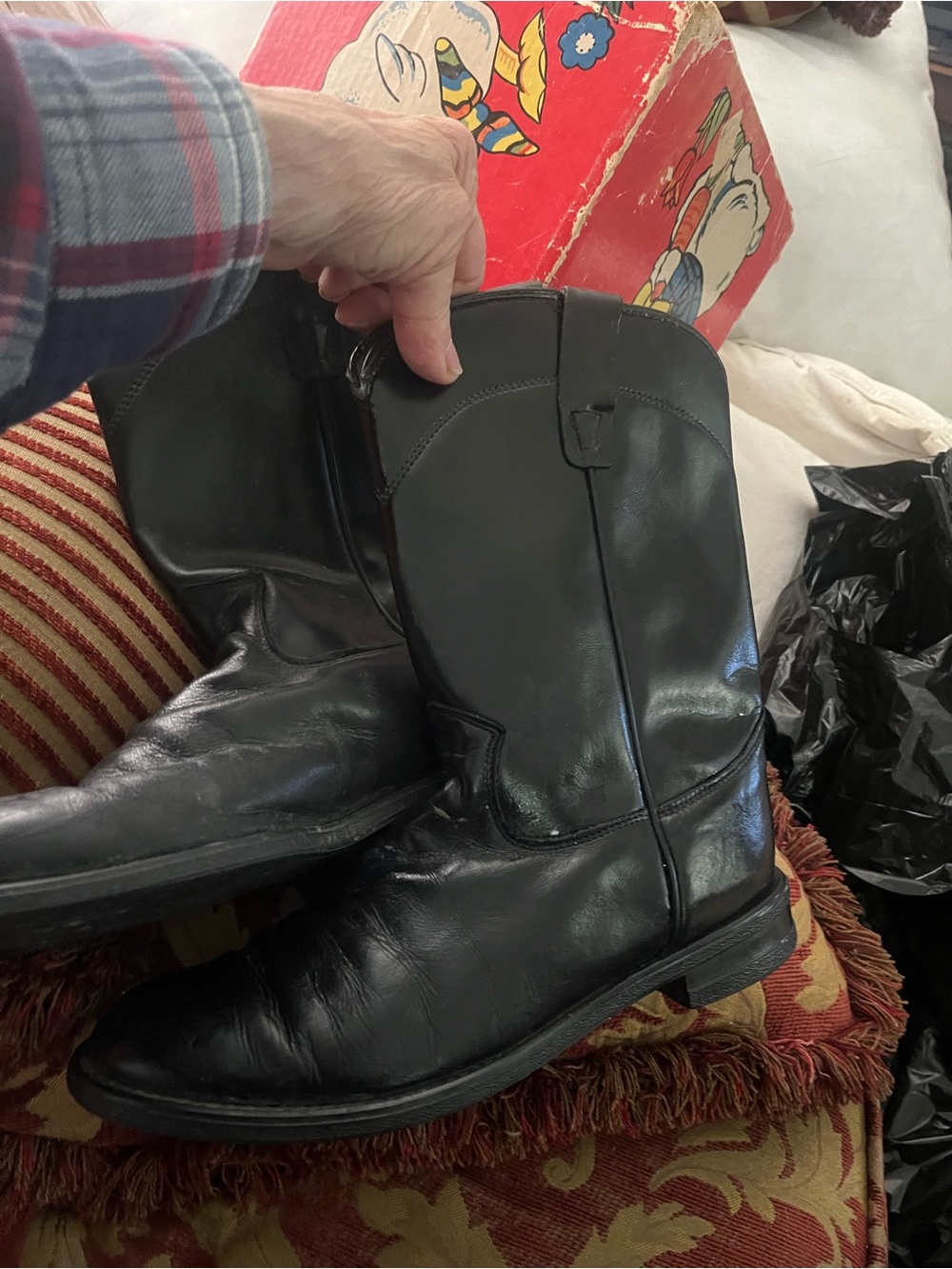 Black Leather Cowboy Boots